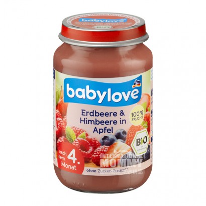 【4件】Babylove 德國寶貝愛有機蘋果樹莓草莓泥4個月以上 海外本土原版