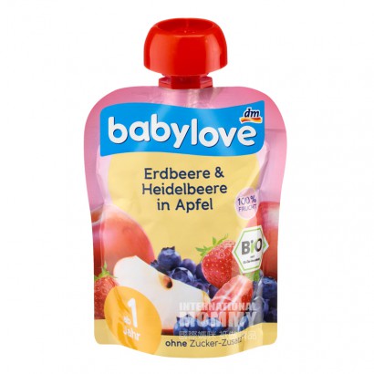 Babylove 德國寶貝愛有機蘋果草莓藍莓果泥吸吸樂1歲以上90g 海外本土原版