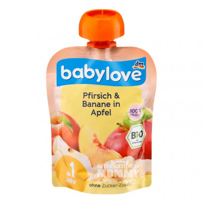 【4件】Babylove 德國寶貝愛有機蘋果桃子香蕉果泥吸吸樂1歲以上90g 海外本土原版
