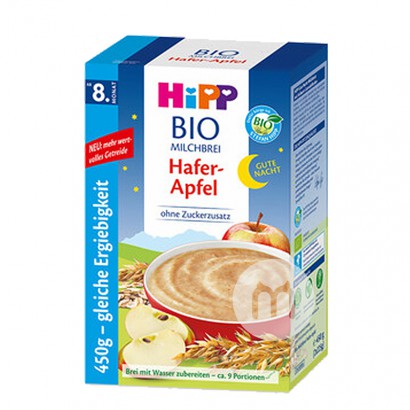 【6件】HiPP 德國喜寶有機燕麥蘋果晚安米粉8個月以上450g 海外本土原版