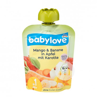 Babylove 德國寶貝愛有機蘋果芒果香蕉胡蘿蔔果泥吸吸樂1歲以上*6 海外本土原版