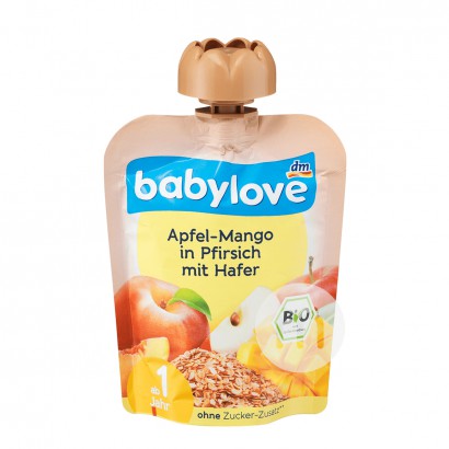 Babylove 德國寶貝愛有機燕麥蘋果芒果果泥吸吸樂1歲以上*6 海外本土原版