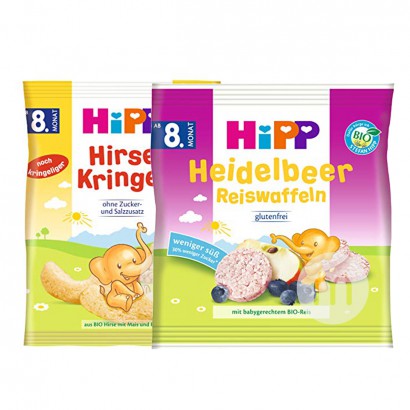 【4件裝】HiPP 德國喜寶有機小米玉米卷*2+有機天然藍莓味磨牙米餅*2 海外本土原版