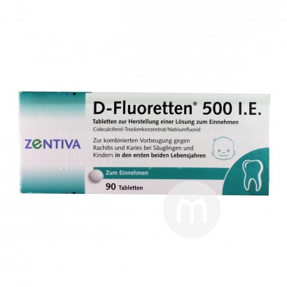 【4件】D-Fluoretten 德國維生素D3含氟鈣片 90粒 海外...