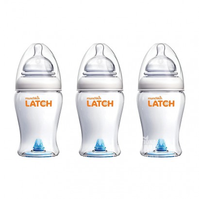 Munchkin 美國麥肯齊防脹氣LATCH寬口奶瓶3只裝 240ml 全階段 海外本土原版