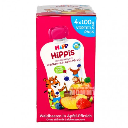 HiPP 德國喜寶吸吸樂有機蘋果桃漿果泥12個月以上400g 海外本土原版