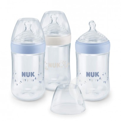 NUK 德國NUK超寬口徑PP奶瓶3件裝男寶寶260ml 6-18個月 海外本土原版