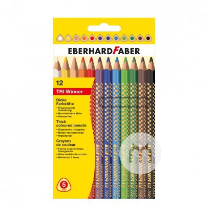 EBERHARD FABER 德國EBERHARD FABER兒童三角彩色鉛筆12只裝 海外本土原版