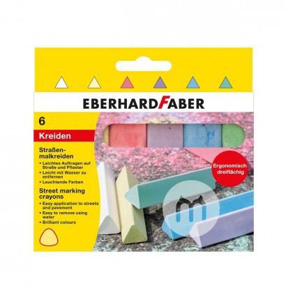 EBERHARD FABER 德國EBERHARD FABER兒童三角街頭彩色粉筆6只裝 海外本土原版