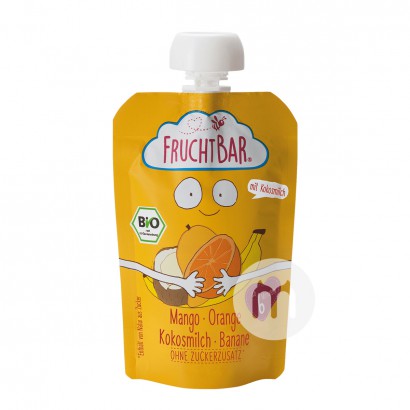 FRUCHTBAR 德國FRUCHTBAR有機芒果柳丁椰子香蕉水果泥吸吸樂6個月以上100g*8 海外本土原版