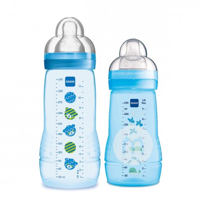 MAM 奧地利MAM防摔PP塑膠寬口矽膠奶瓶大小2件套裝 海外本土原版