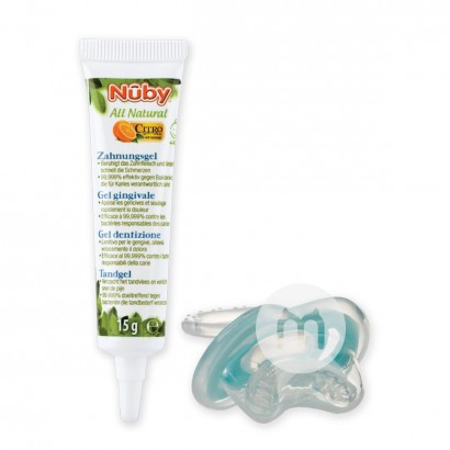 Nuby 美國努比可吞食水果味兒童牙膏+出牙輔助器組合 海外本土原版