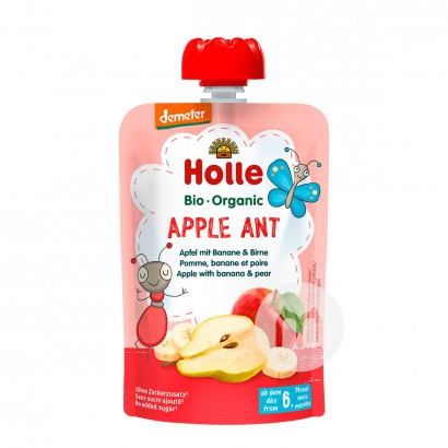 Holle 德國凱莉有機香蕉梨蘋果泥吸吸樂100g*6 海外本土原版