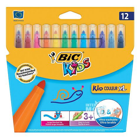 BIC KIDS 法國比克兒童無毒無味寶寶塗鴉12色水彩筆3歲以上 海外本土原版