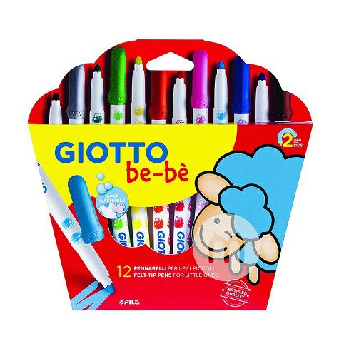 GIOTTO 義大利GIOTTO寶寶專用粗杆超水洗水彩筆12只裝 海外本土原版