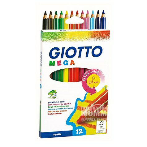 GIOTTO 義大利GIOTTO大三角粗杆繪畫塗鴉彩色鉛筆12色 海外本土原版