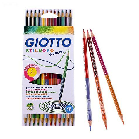 GIOTTO 義大利GIOTTO大三角繪畫塗鴉彩色鉛筆雙色12支裝 海外本土原版