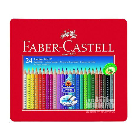FABER－CASTELL 德國輝柏嘉24色彩色手柄鐵盒彩色鉛筆 海外本土原版