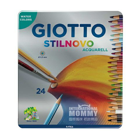 GIOTTO 義大利GIOTTO 24色鐵盒裝水溶性彩色鉛筆 海外本土原版