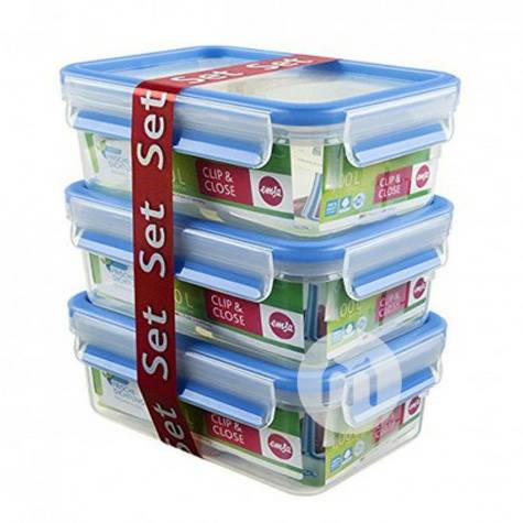 EMSA 德國愛慕莎藍色塑膠保鮮盒3件套裝1L 海外本土原版