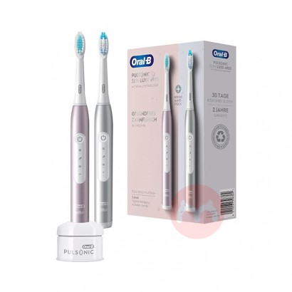 BRAUN 德國博朗oral-b Pulsonic Slim Luxe 4900 電動牙刷兩隻裝白/玫瑰金 海外本土原版