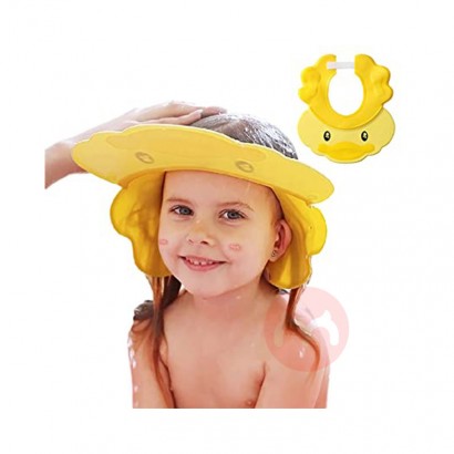 Einesin 儿童沐浴帽婴儿可调式洗发护发防水帽6个月以上（头围超过38厘米）黄色 海外本土原版