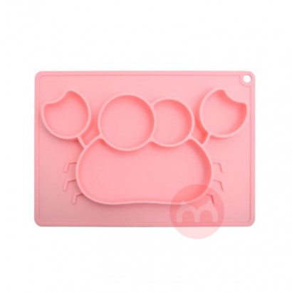 maternea 媽咪莉娜 兒童粉色螃蟹造型矽膠餐盤