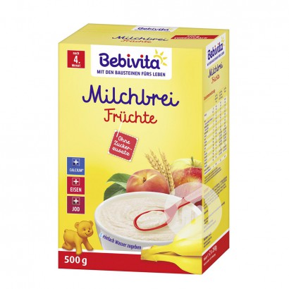 【2件】Bebivita 德國貝唯他穀物水果牛奶營養米粉4個月以上500g 海外本土原版
