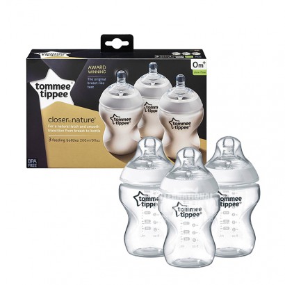 Tommee Tippee 英國湯美天地寬口防脹氣PP奶瓶3件260ml 0-3個月 海外本土原版