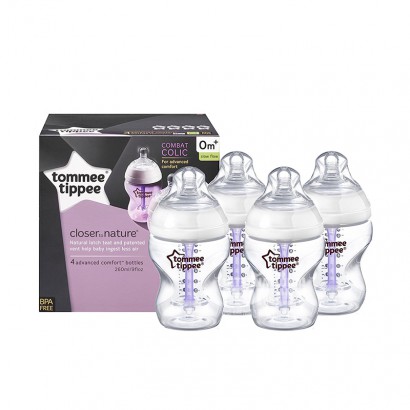 Tommee Tippee 英國湯美天地寬口防脹氣PP奶瓶4*260ml 0-3個月 海外本土原版