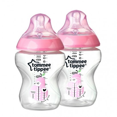 Tommee Tippee 英國湯美天地寬口防脹氣PP奶瓶2*260ml粉色 0-3個月 海外本土原版