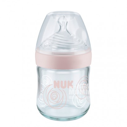 NUK 德國NUK超寬口玻璃奶瓶矽膠奶嘴120ml 0-6個月粉色 海外本土原版