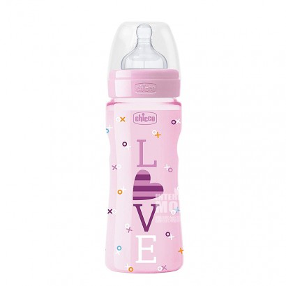 Chicco 義大利智高嬰兒防脹氣矽膠奶嘴PP塑膠奶瓶330ml 4個月以上 海外本土原版