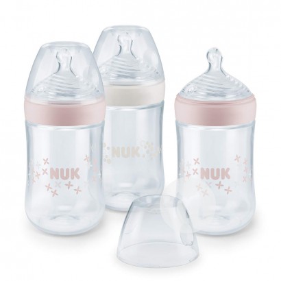 NUK 德國NUK超寬口徑PP奶瓶3件裝女寶寶260ml 6-18個月 海外本土原版