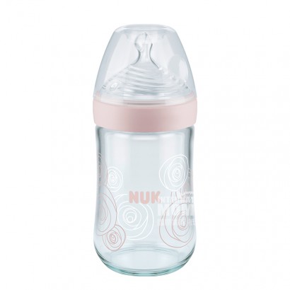 NUK 德國NUK超寬口玻璃奶瓶矽膠奶嘴240ml 0-6個月粉色 海...
