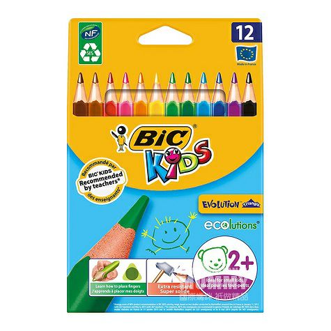 BIC KIDS 法國比克兒童無毒無味寶寶塗鴉12色蠟筆 海外本土原版
