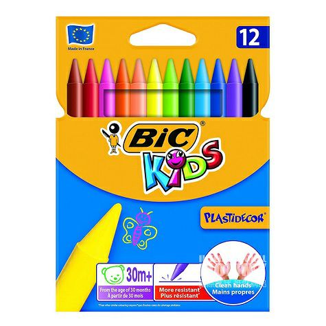BIC KIDS 法國比克兒童無毒可水洗塗鴉12色蠟筆 海外本土原版