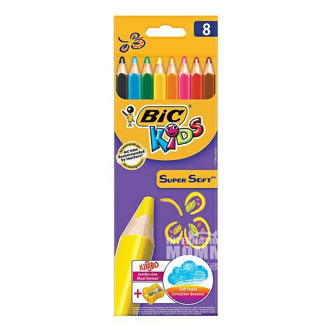 BIC KIDS 法國比克兒童無毒無味寶寶塗鴉8色彩色鉛筆+卷筆刀 海...